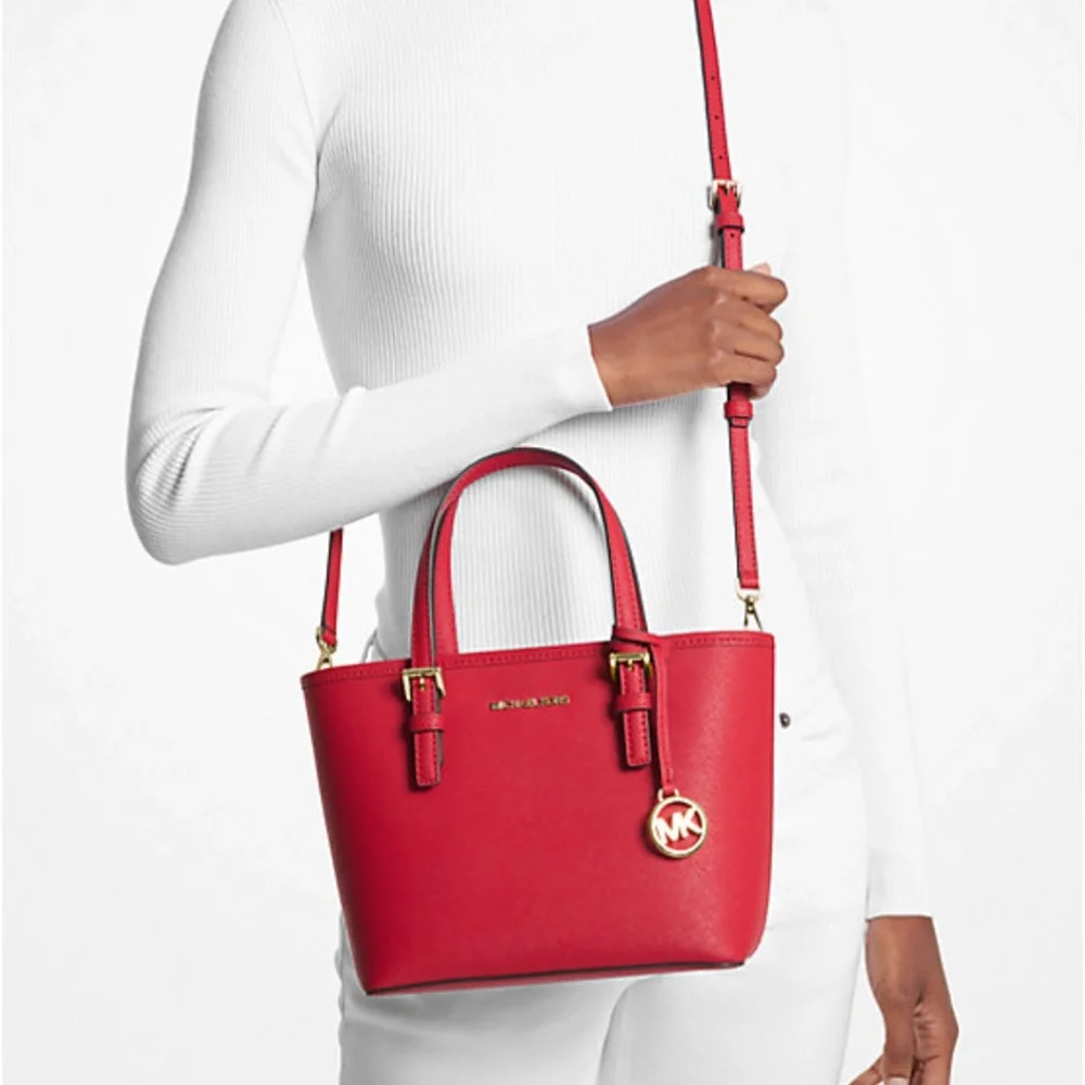 Jet Set Travel Extra-Small Saffiano Leather Top-Zip Tote Bag